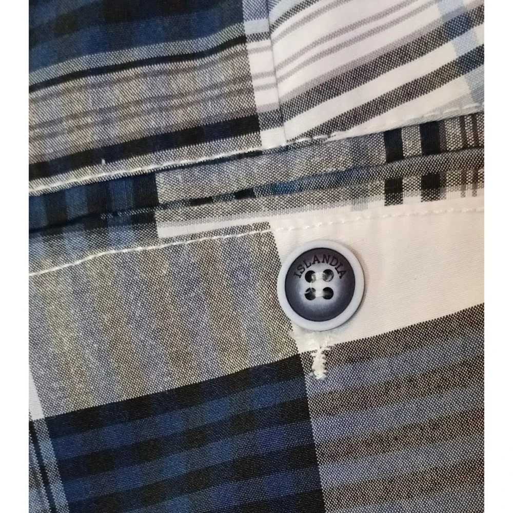 Islandia Clothing Co Shorts Blue Plaid Casual Pockets Size‎ 38 New With Tags